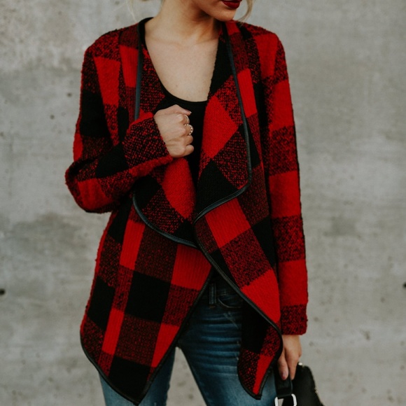 *HP* GRISWOLD Red Plaid Cardigan - Picture 2 of 8